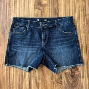 KUT from The Kloth Gidget Women's Cotton Jean Shorts with Pockets in Dark Wash